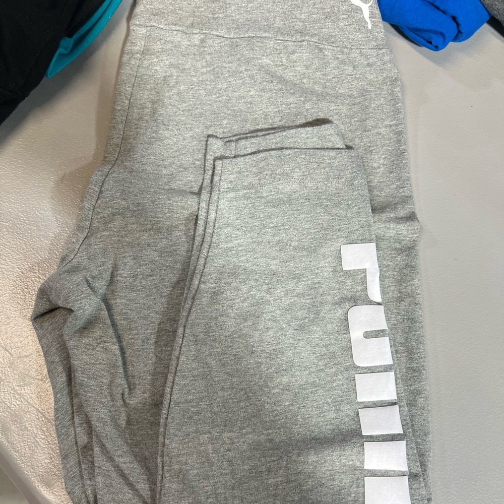 Puma  Gray Sweatpants with White Logo